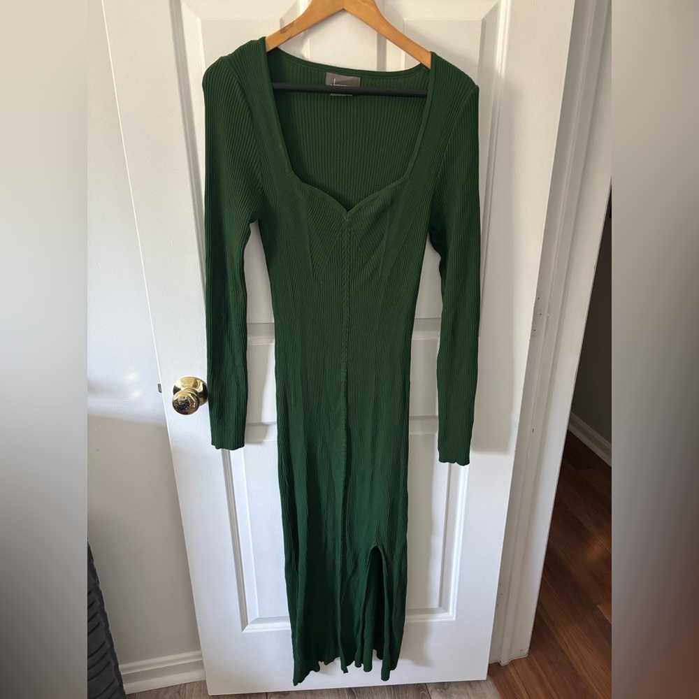 Anthropologie Green Long Sleeve Bodycon Dress